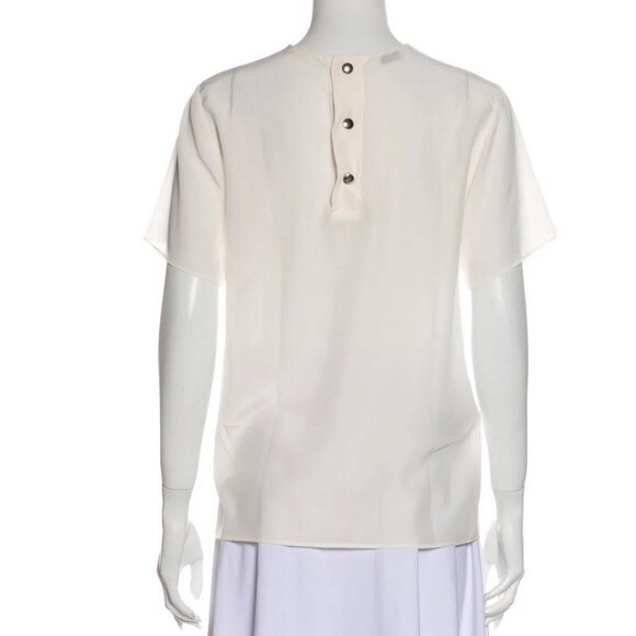 Miu Miu Made in Italy Crewneck Silk Top White/Gold  Size Medium - Picture 3 of 10